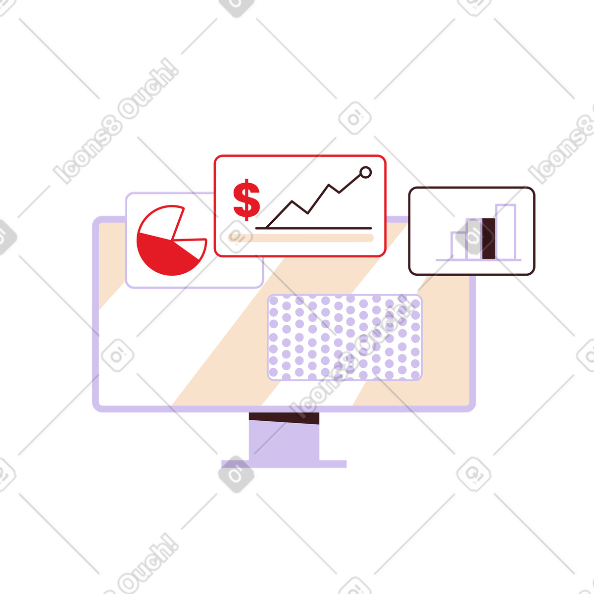Folks 스타일의 통계로 모니터링 일러스트레이션 PNG, SVG 다운로드