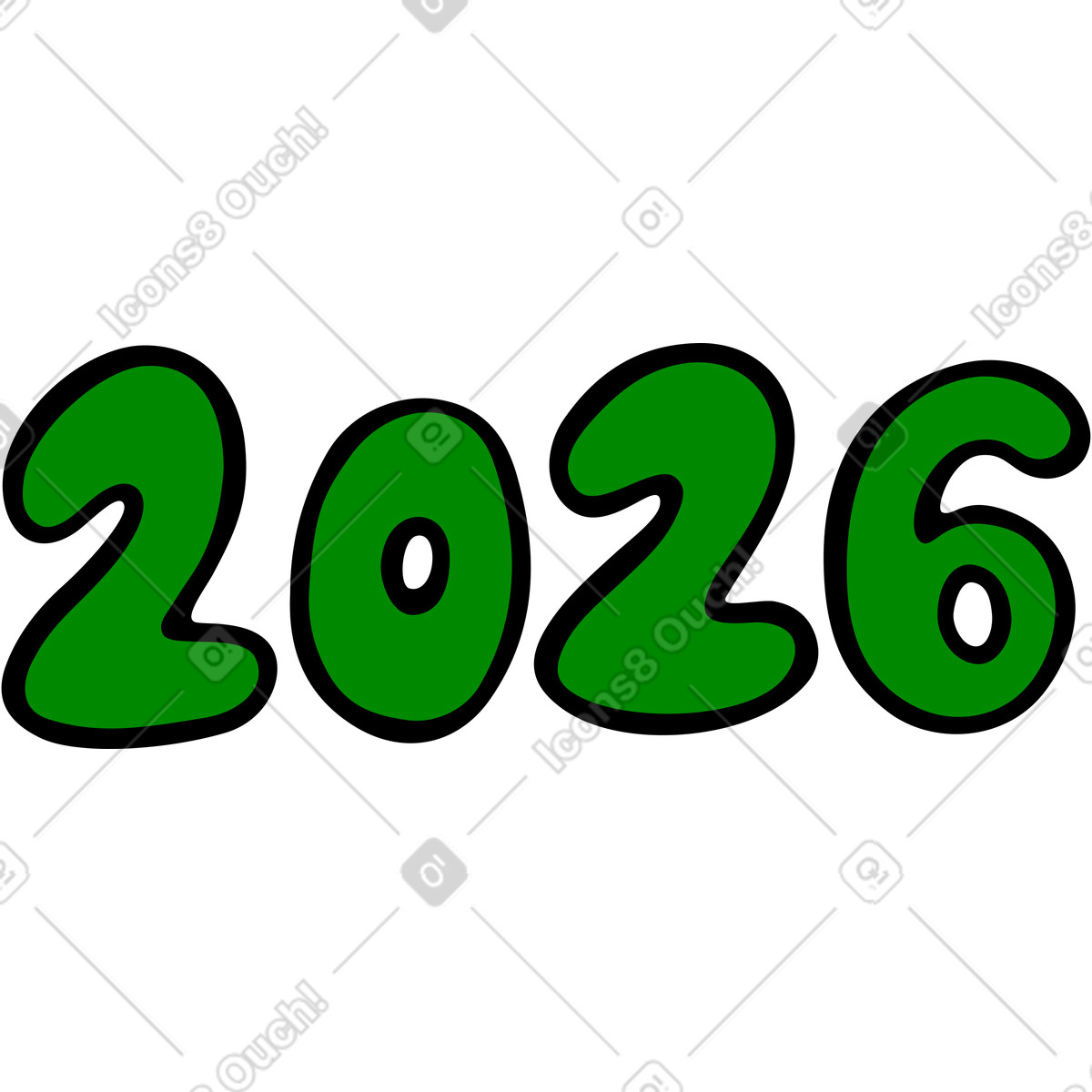 Comic スタイルの 2026年の数字 のイラストをPNG、SVG形式でダウンロード