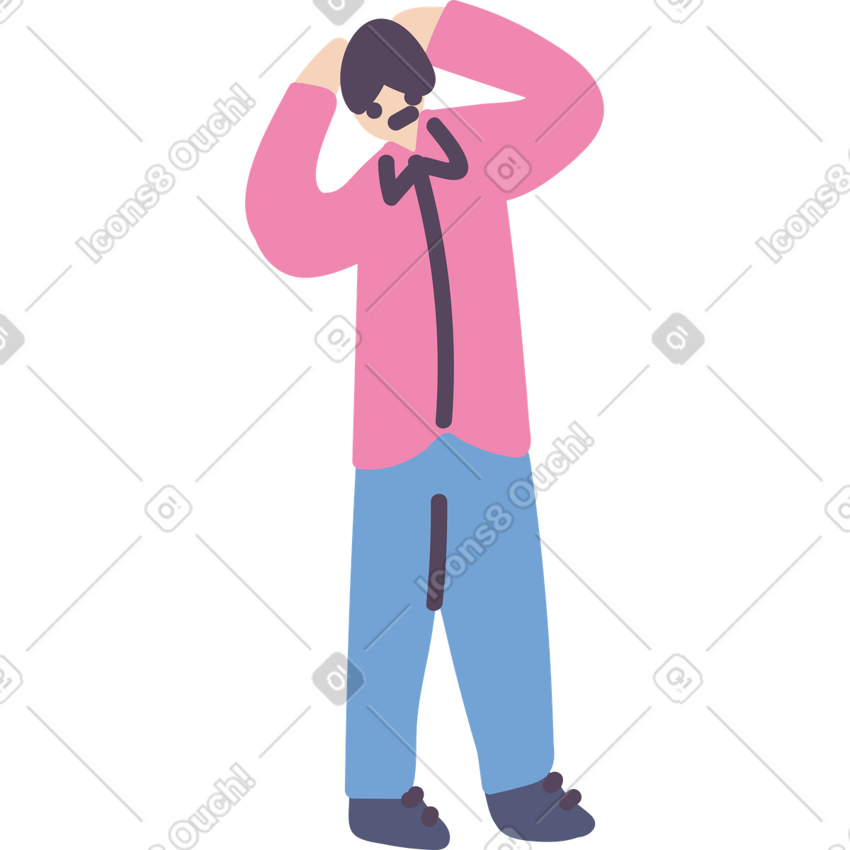 下载 Pluto 风格的 Man with hands on head 插画，支持 PNG、SVG 格式