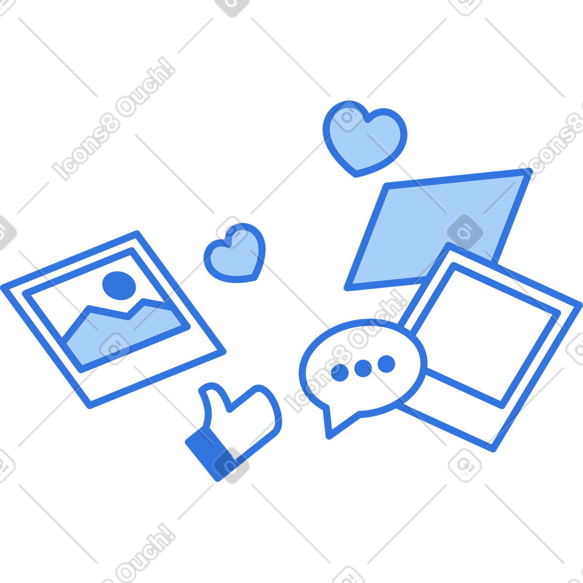 Social media elements illustration in Sky style download in PNG, SVG