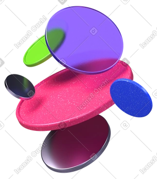 Lentilles multimatériaux colorées en lévitation PNG, SVG
