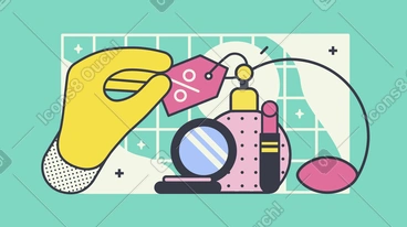 Hand holding discount tag on cosmetics PNG, SVG