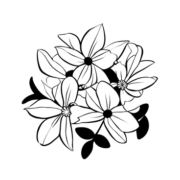 A cluster of delicate flower petals scattered across a textured surface. The petals are arranged in various overlapping positions, showcasing their intricate shapes and veining. Each petal features different patterns, with some curling slightly at the edges. A few leaves are interspersed among the petals, adding to the natural composition. A gentle light source casts subtle shadows, enhancing the depth of the arrangement.