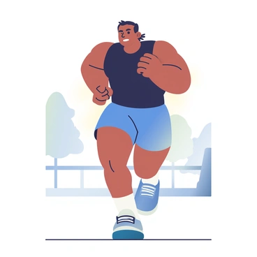 A runner with medium skin is captured mid-stride during the night. Their muscular arms are highlighted by focused lighting, showcasing the definition and strength in their biceps and triceps. The runner is wearing a form-fitting, sleeveless black shirt and blue athletic shorts. Their hair is pulled back, and they have a determined expression on their face. The ground is slightly illuminated, with shadows cast by the surrounding darkness. In the background, faint silhouettes of trees can be seen, enhancing the nighttime atmosphere.