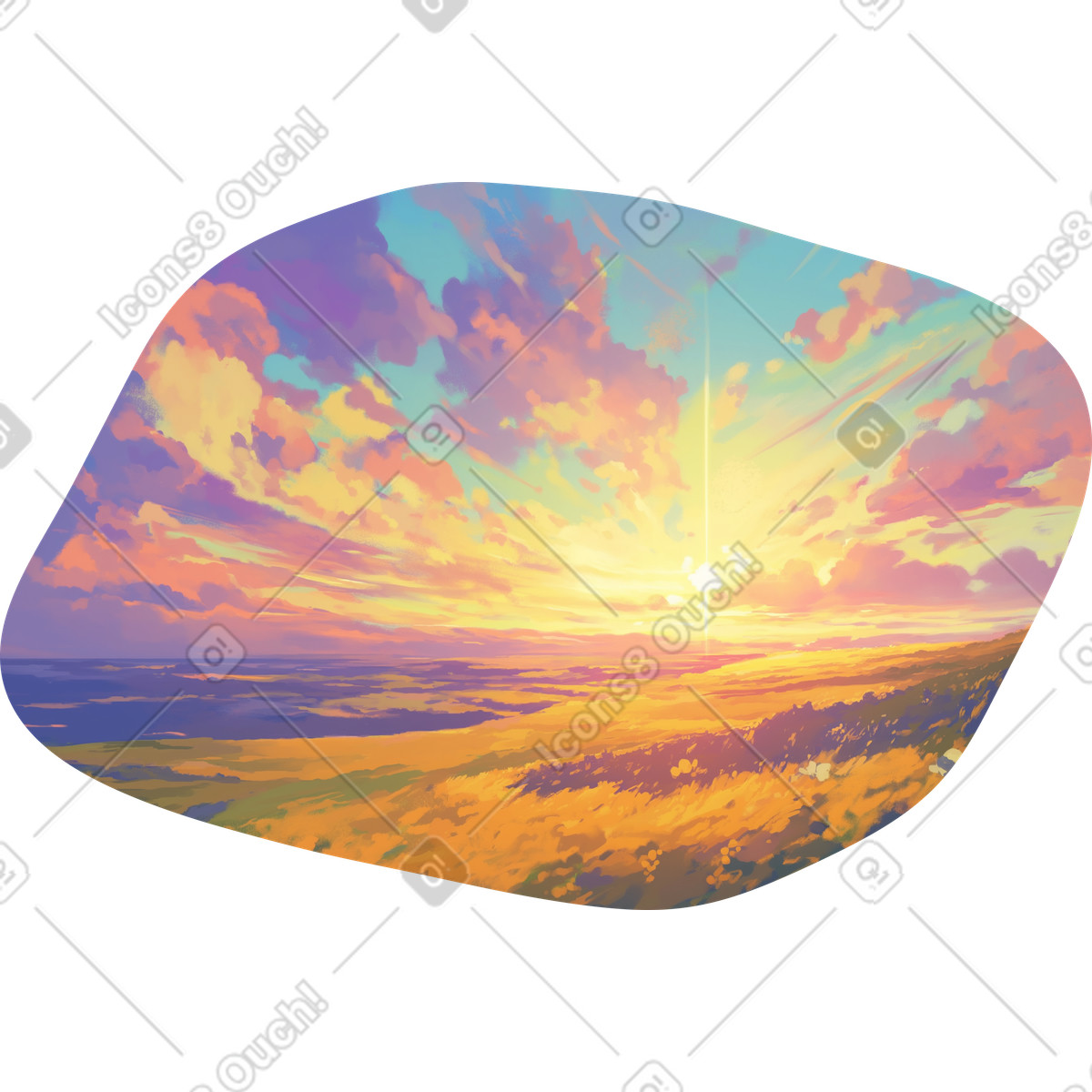Sunset background illustration in PNG, SVG
