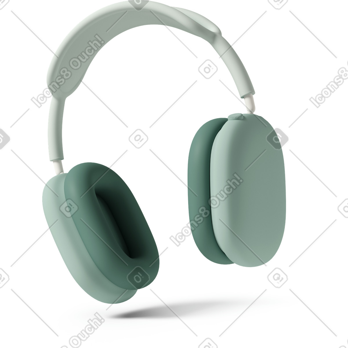 Airpods max green illustration in 3D Casual life style download in PNG, SVG