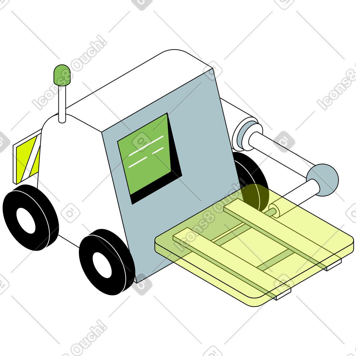 Isometric スタイルの フォークリフト のイラストをPNG、SVG形式でダウンロード
