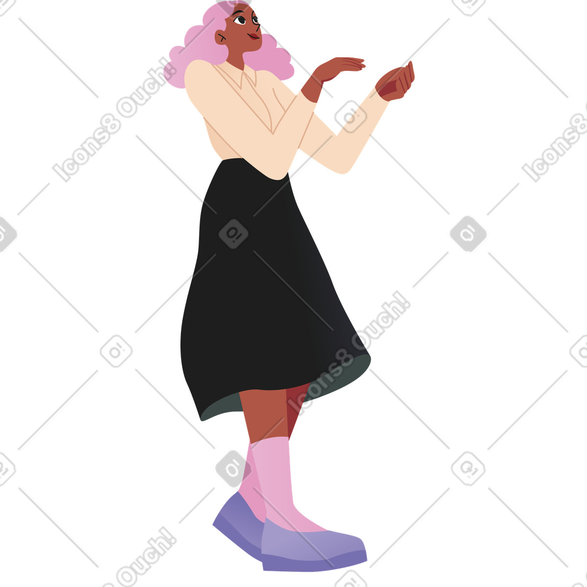 Träumende junge frau-Illustration im Coworking-Stil als Download in PNG, SVG