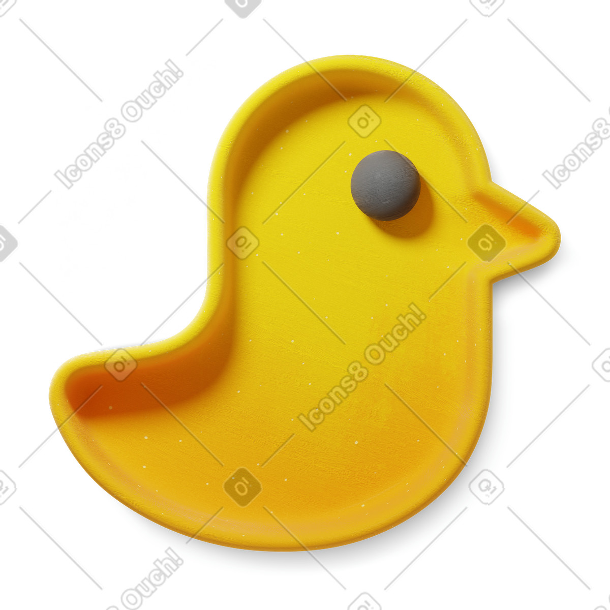Ilustração de Bird shaped yellow plate with round eye for kids meals em no estilo 3D Microsoft Fluent illustration para baixar em PNG, SVG