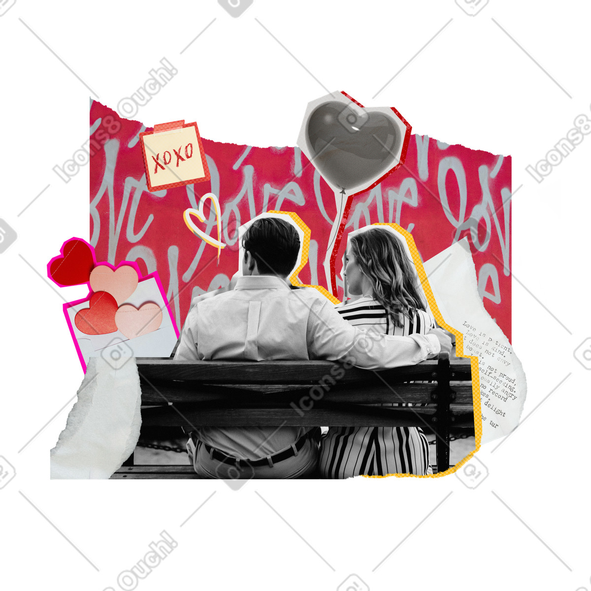 Ilustração de Valentine's day card with couple in love em no estilo Paper Cut para baixar em PNG, SVG