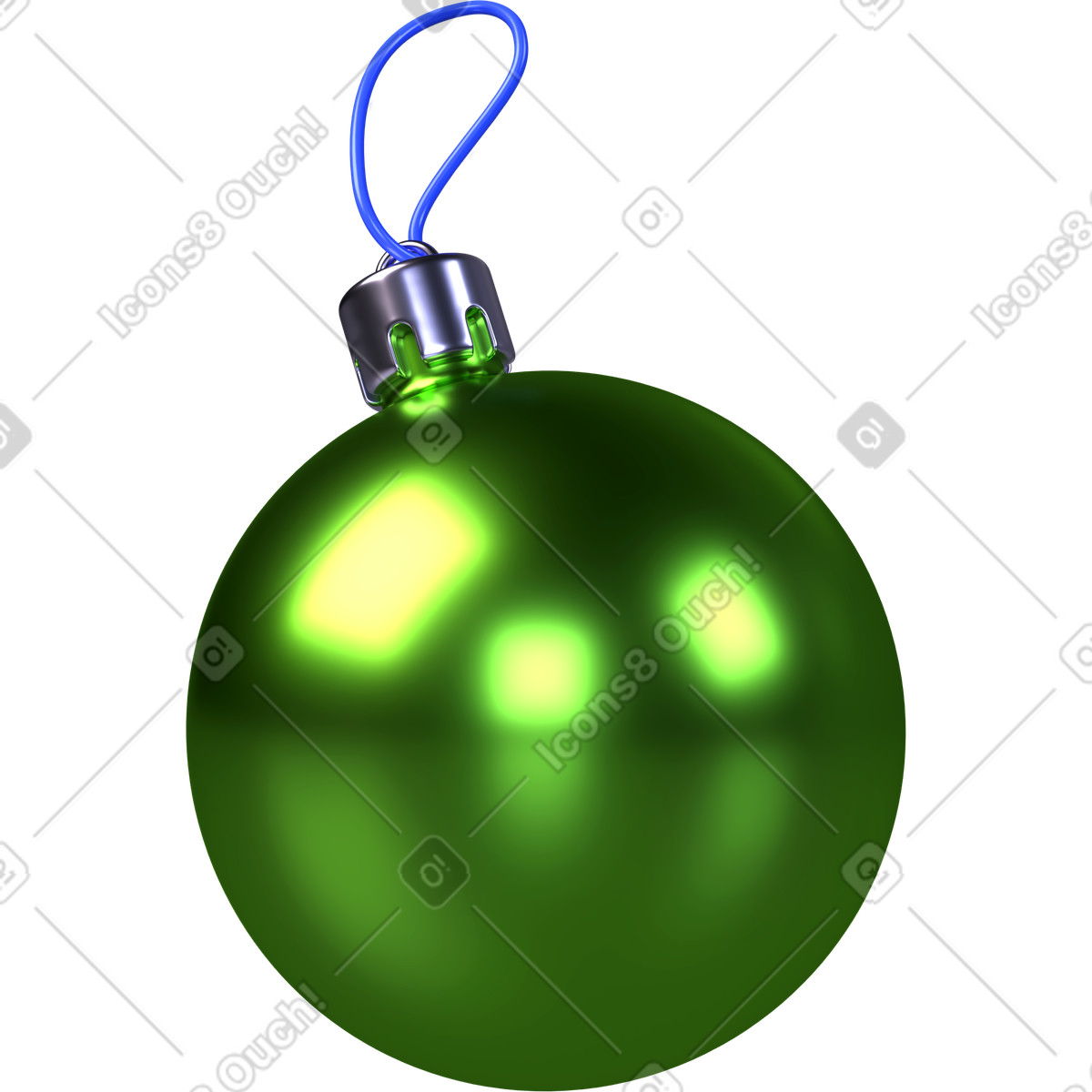 Christmas ornament, Glossy green bauble, Holiday decoration illustration in 3D Boost style download in PNG, SVG