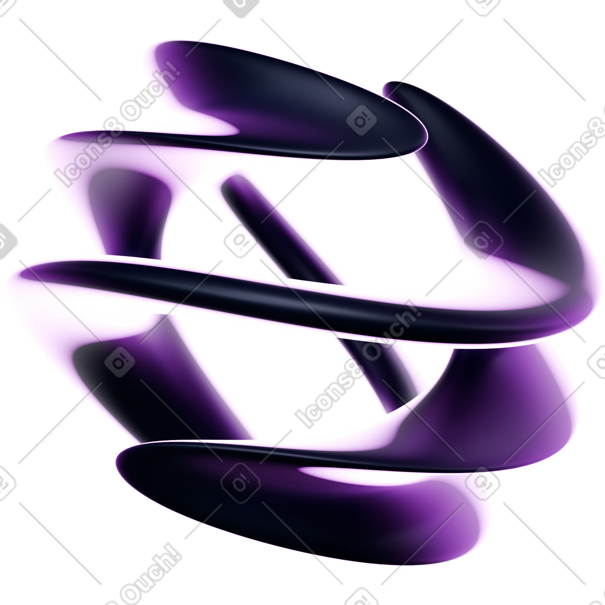 Black abstract shape with pink highlight illustration in 3D Crystex style download in PNG, SVG