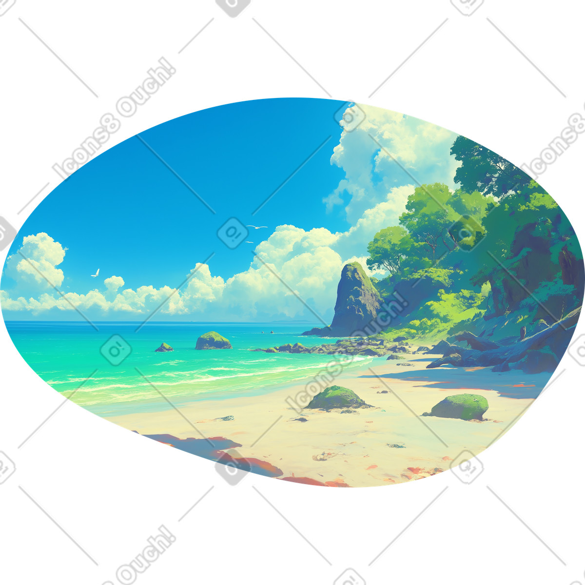 Beach background illustration in PNG, SVG
