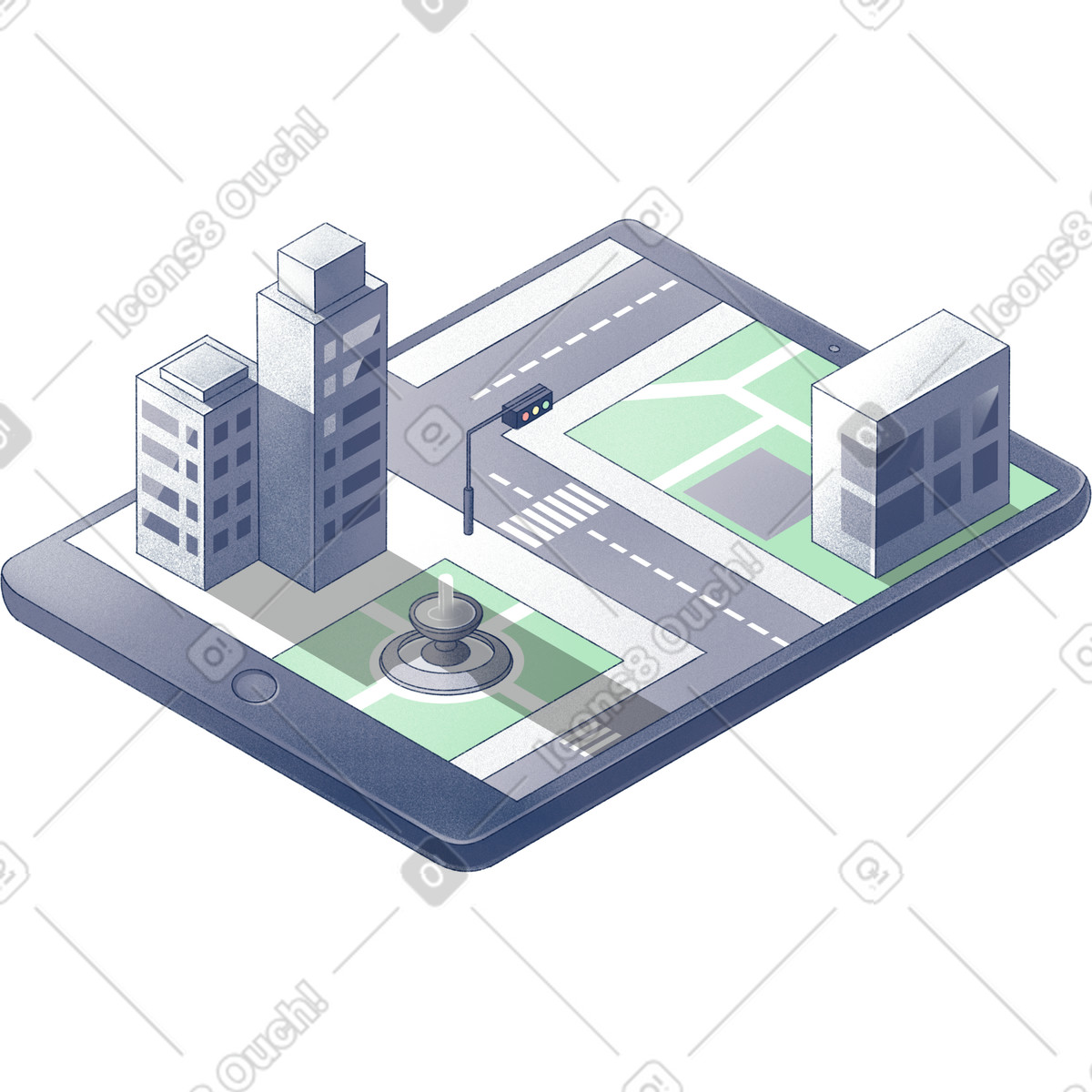 Haze 스타일의 City map on tablet 일러스트레이션 PNG, SVG 다운로드
