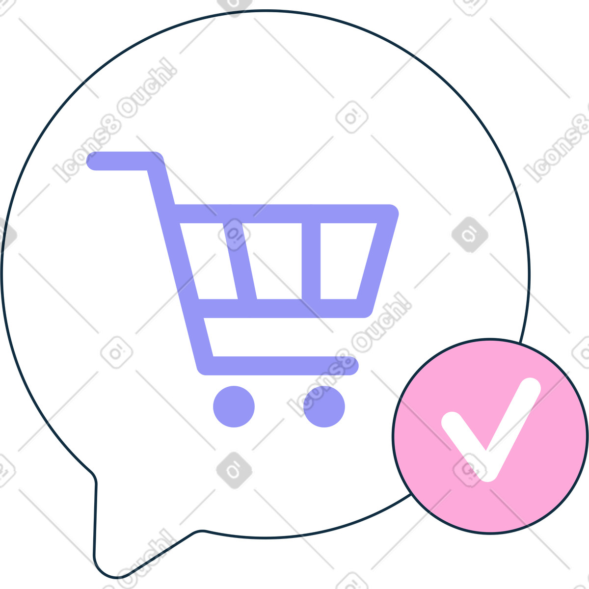 Speech bubble with a basket from the market animated illustration in GIF, Lottie (JSON), AE