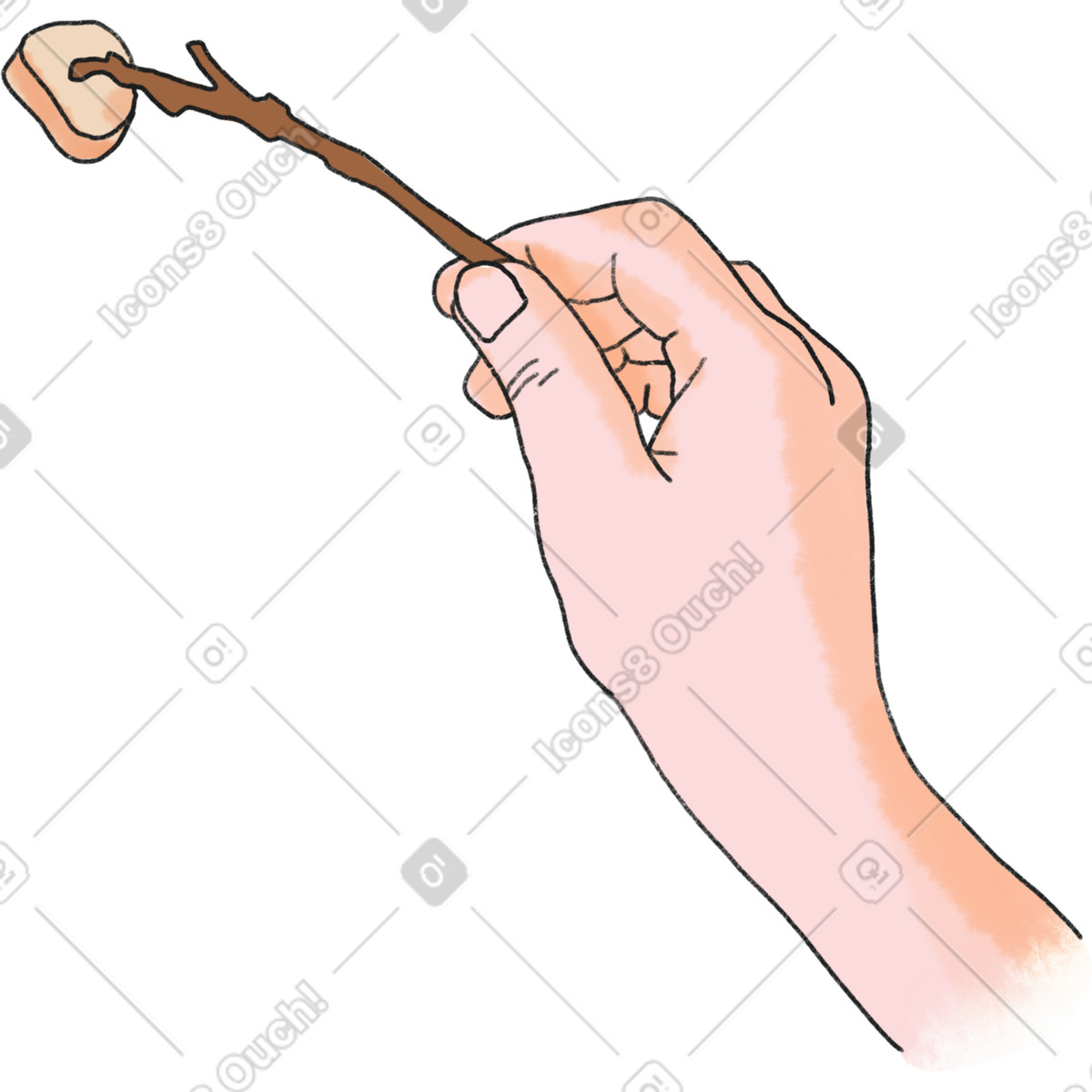 Ilustração de Right hand holds a marshmallow stick em no estilo Moments para baixar em PNG, SVG