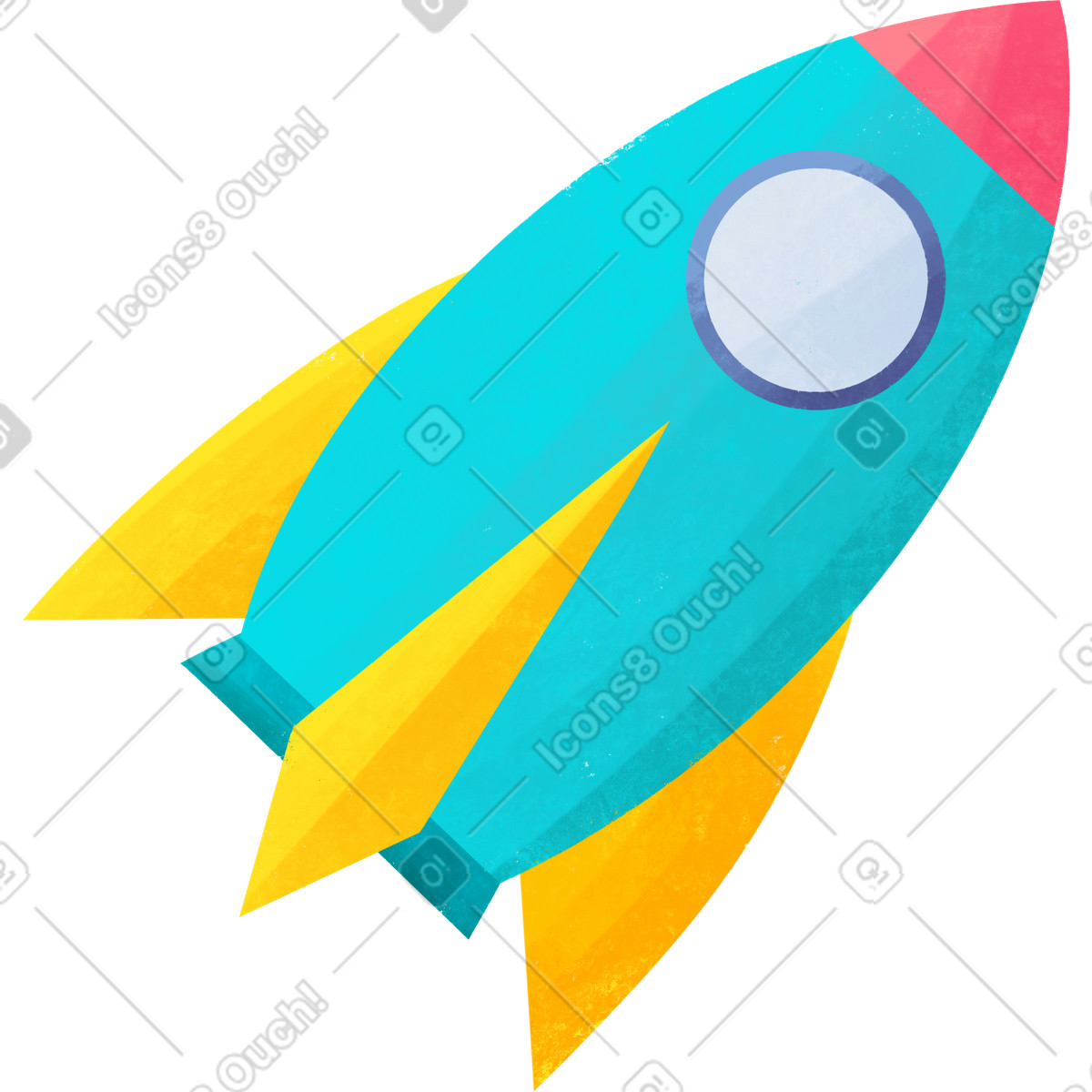 下载 Bonbon 风格的 飞行卡通火箭 插画，支持 PNG、SVG 格式