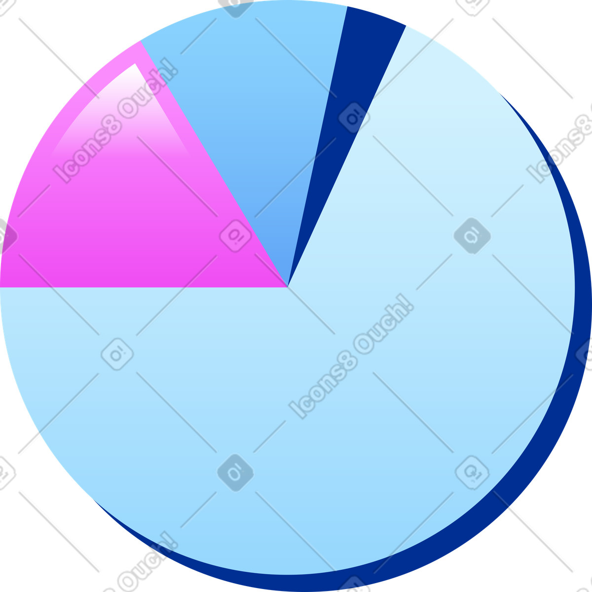 下载 风格的 Business statistics pie chart with glossy gradient sections 插画，支持 PNG、SVG 格式