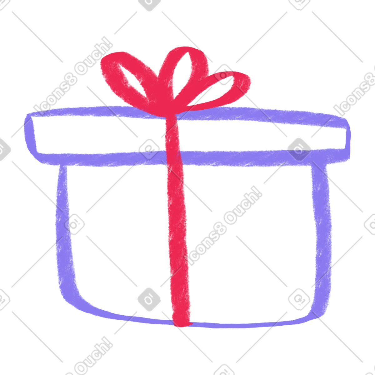 Иллюстрация Lined purple present with red bow в стиле Bonny — скачать в форматах PNG, SVG