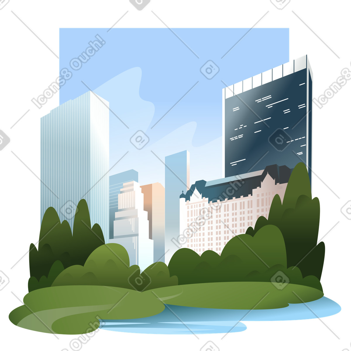 Ilustración Nueva york - fondo de central park en estilo Vivid a descargar en PNG y SVG