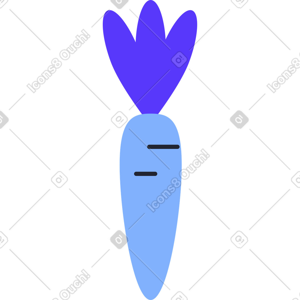 Ilustración Zanahoria azul en estilo Pablita a descargar en PNG y SVG