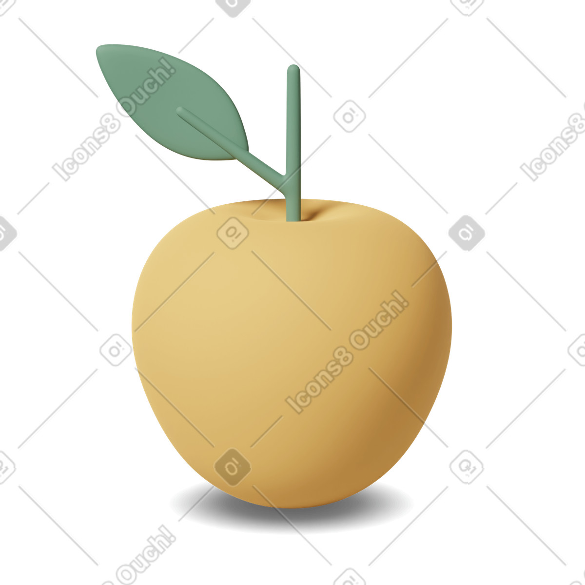 Golden apple illustrazione in stile 3D Casual life scarica in PNG, SVG