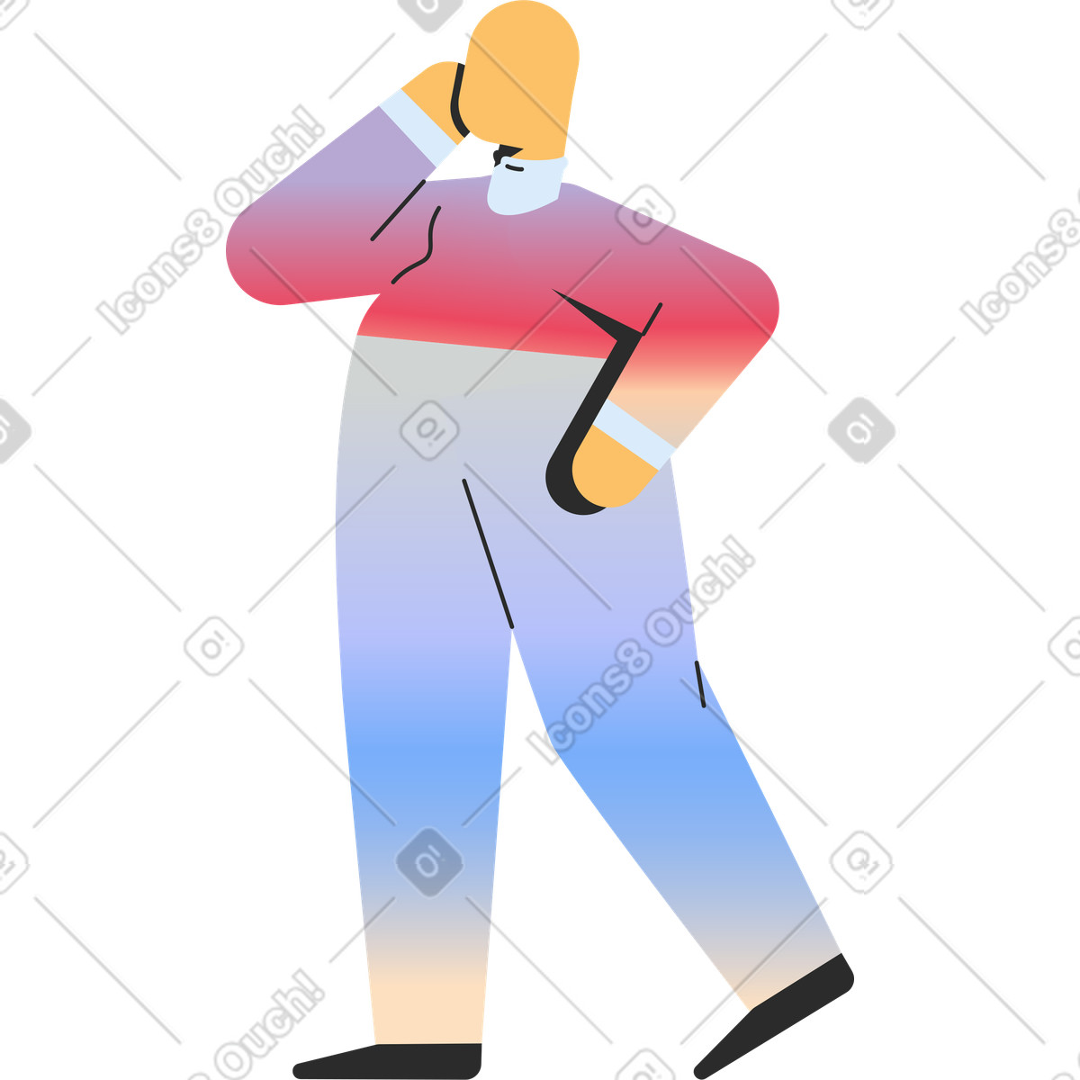 Ilustração de Adulto gordinho em pé vista lateral no estilo Marginalia para baixar PNG, SVG