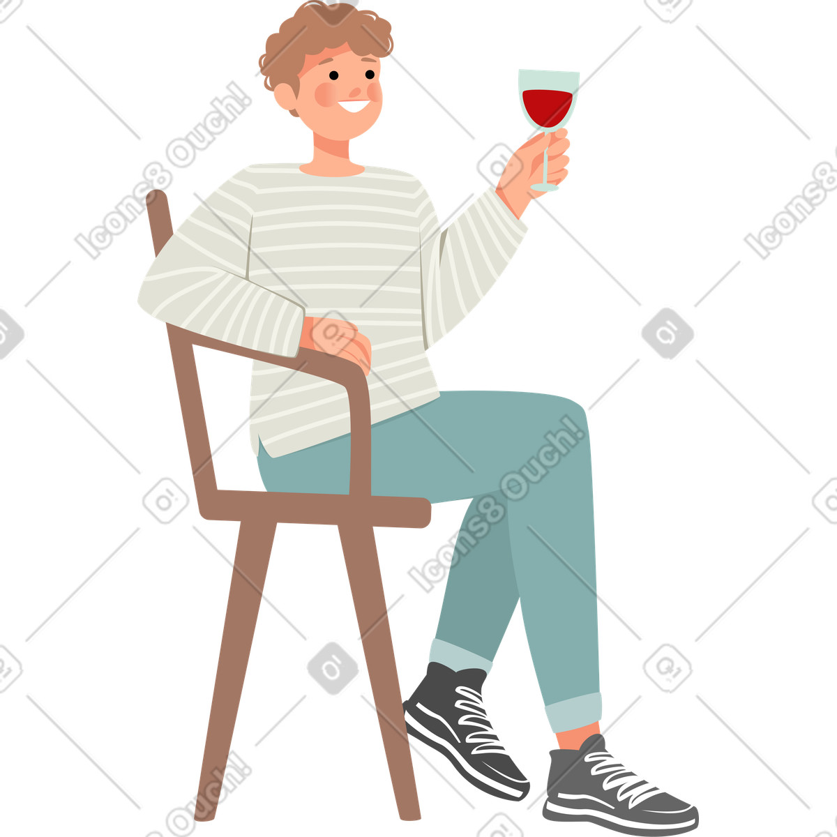 Ilustração de Man holding a glass of wine em no estilo Lagom para baixar em PNG, SVG
