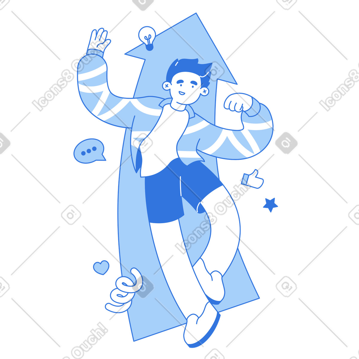 Confidence and growth, Self-improvement positivity illustration in Sky style download in PNG, SVG
