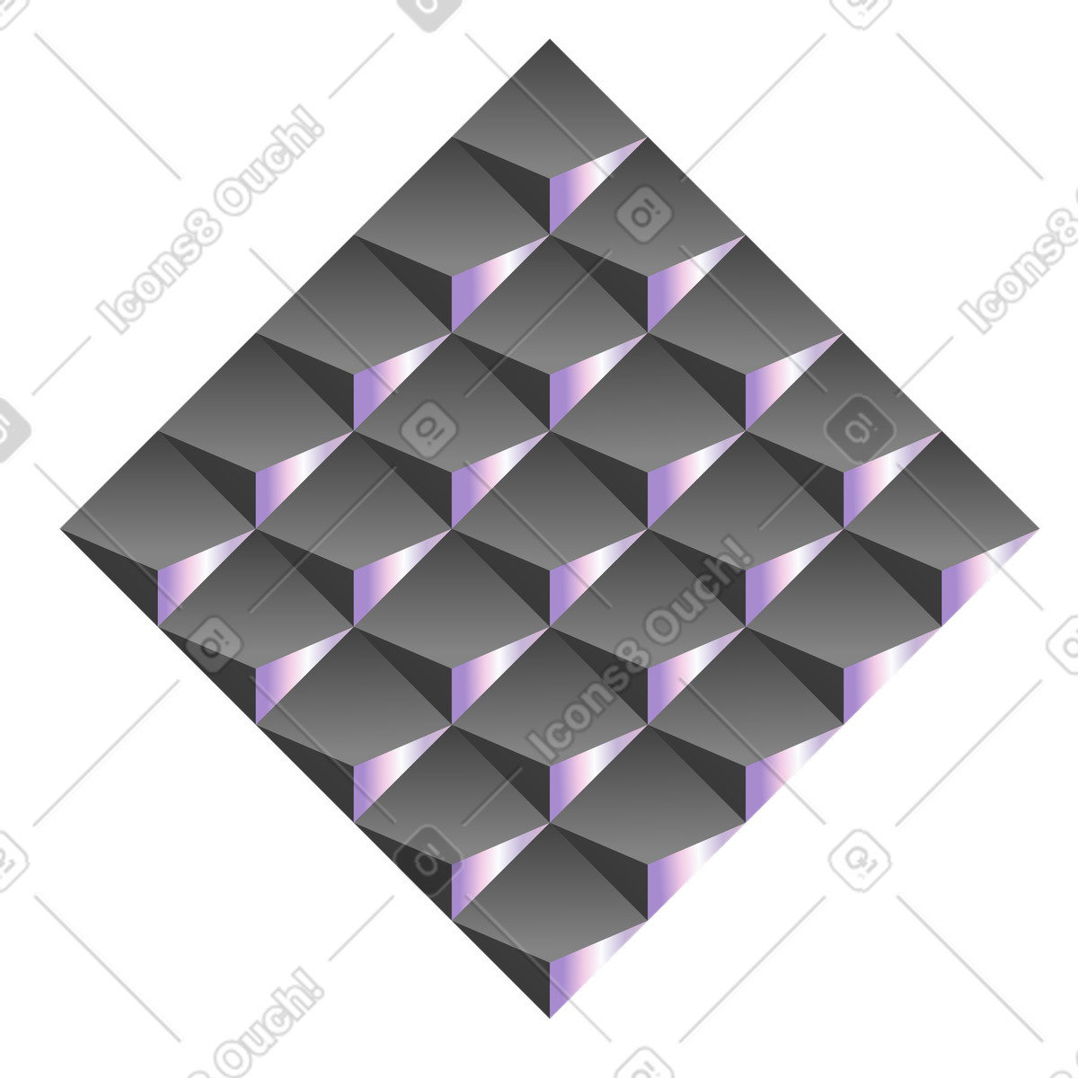 Isometric diamond grid with sharp shadows, Digital background texture illustration in Illusion style download in PNG, SVG