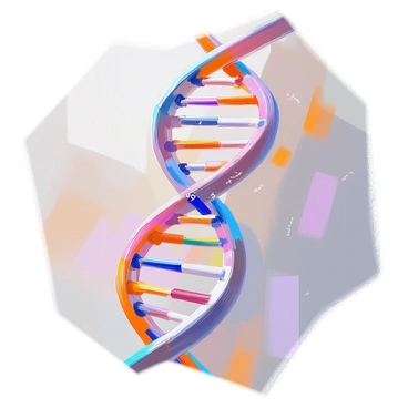 A detailed view of a DNA double helix structure, featuring two intertwined strands that are twisting elegantly around each other. The strands are depicted in vibrant colors, showcasing the base pairs connecting them. The words "Double" and "Jeopardy" are artistically woven into the strands, with each letter seamlessly integrated into the helical pattern. The overall composition highlights the complexity and beauty of the DNA structure while emphasizing the words amidst the molecular design. The background is softly blurred to keep the focus on the DNA and the incorporated text.