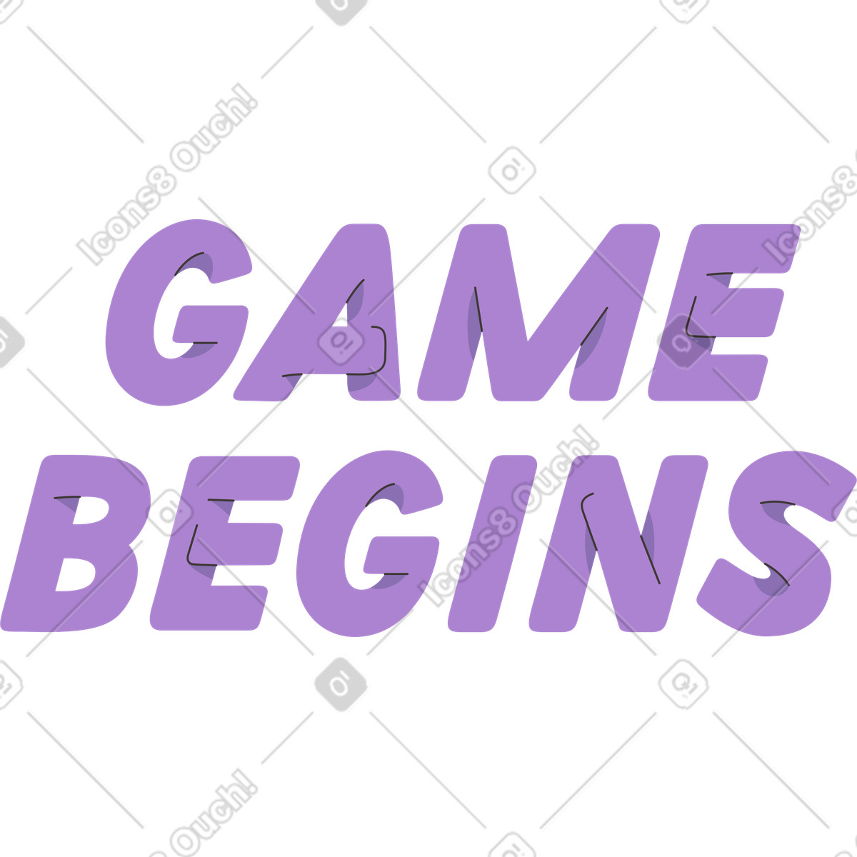 Illustration Lettering game begins dans le style Dizzy à télécharger aux formats PNG, SVG
