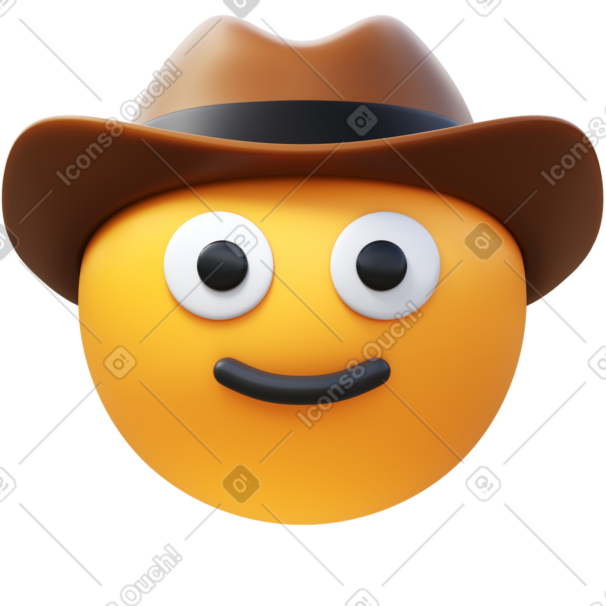 Cowboy hat face illustrazione in stile 3D Fluency scarica in PNG, SVG