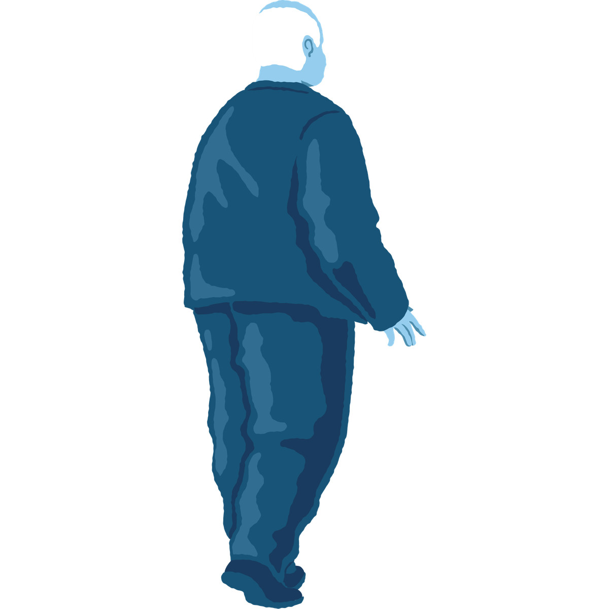Old man standing back illustration in Cherry style download in PNG, SVG