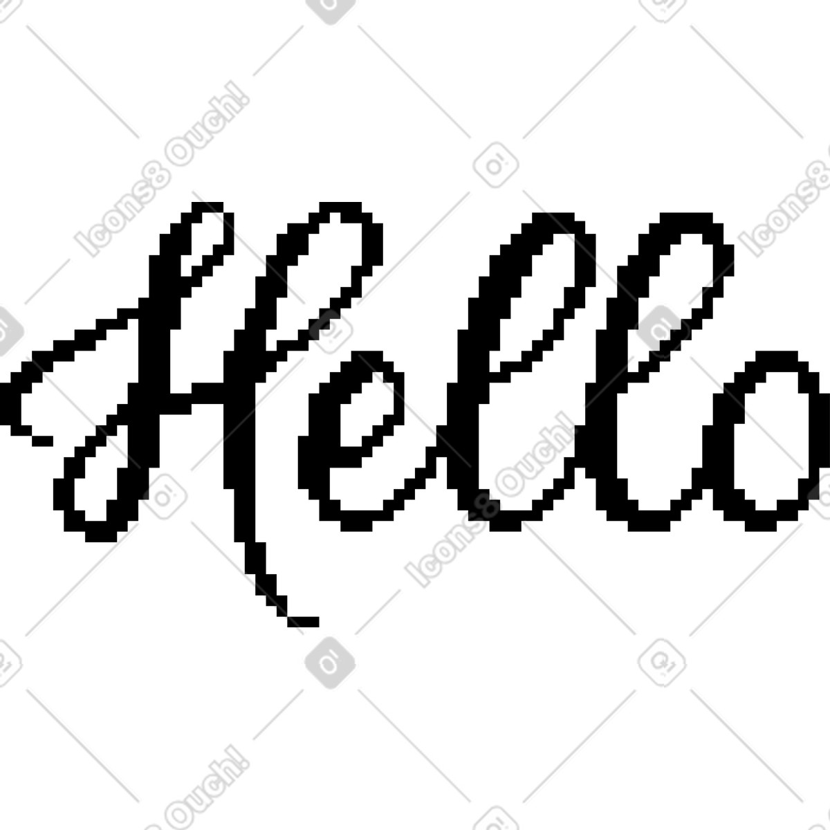 Illustration Lettrage bonjour pixel art dans le style Lettering à télécharger aux formats PNG, SVG