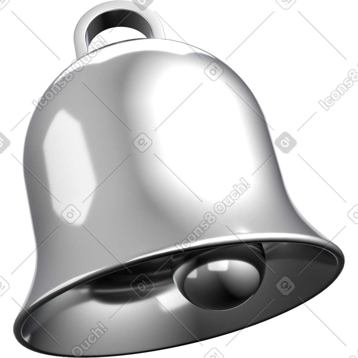 3D silver notification bell, real-time updates illustration in Enterprise style download in PNG, SVG