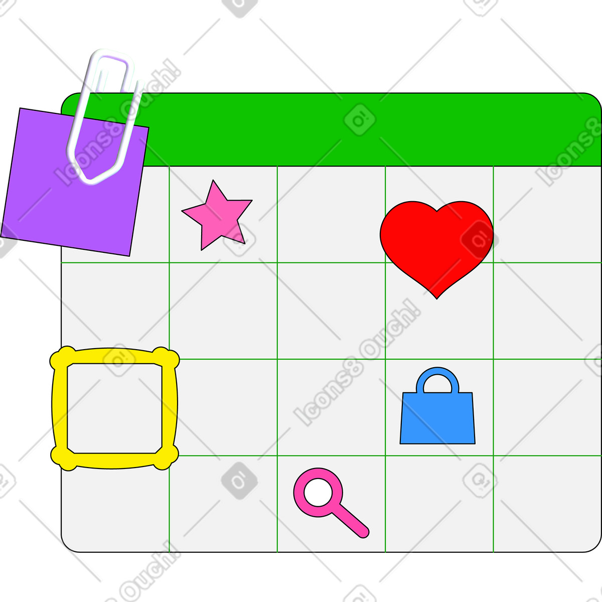 Ilustración Planificador en estilo Pop a descargar en PNG y SVG