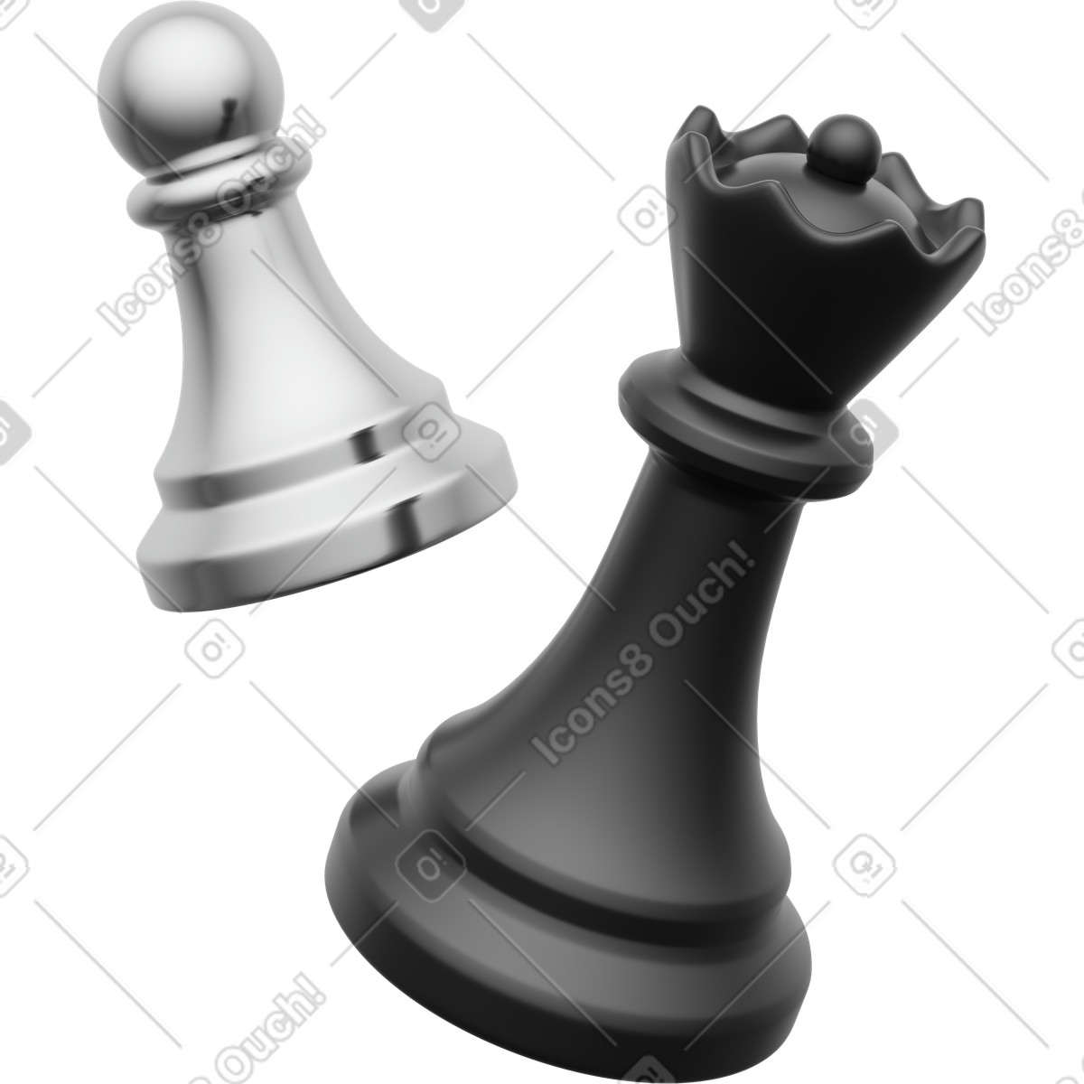 Hess pieces and pawns, strategy competition concept, decision making symbol illustration in 3D Playful style download in PNG, SVG