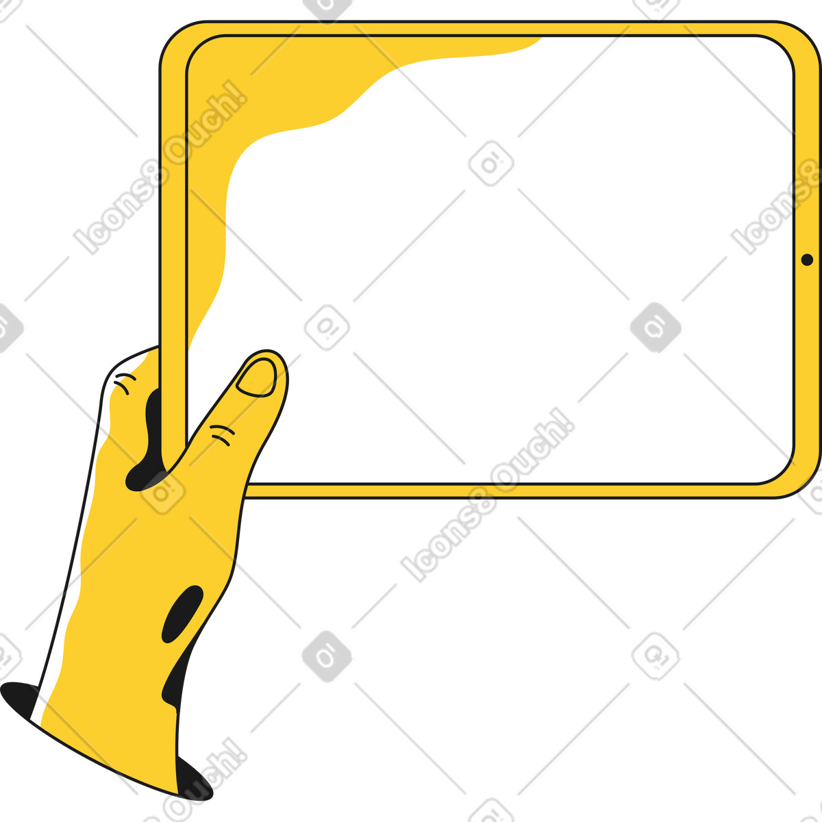 Ilustración Mano sosteniendo una tableta en estilo Taxi a descargar en PNG y SVG