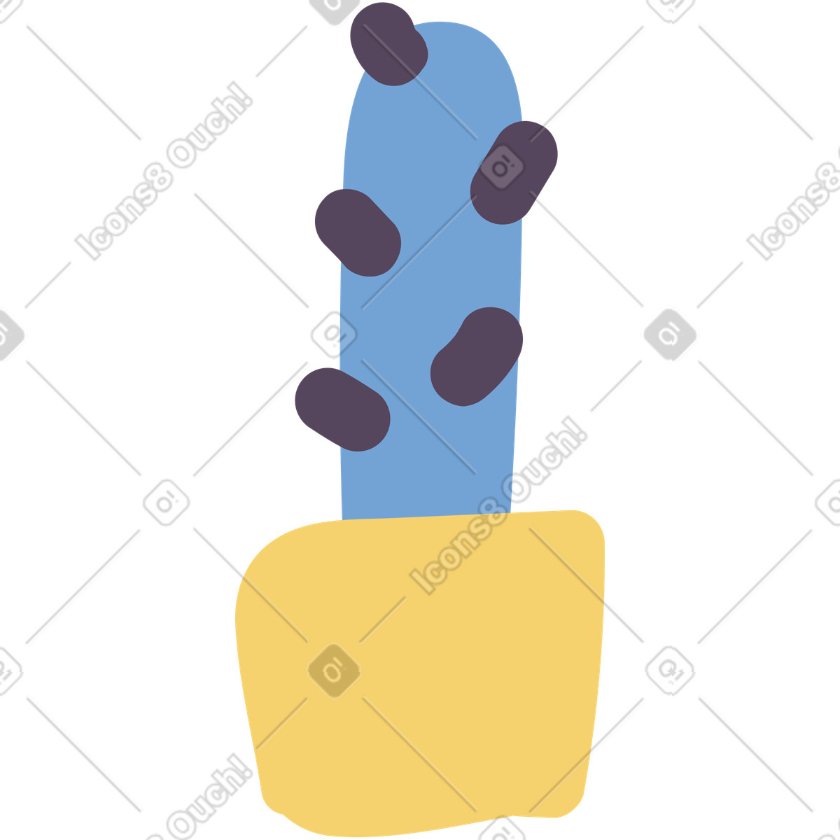 Kaktus-Illustration im Pluto-Stil als Download in PNG, SVG