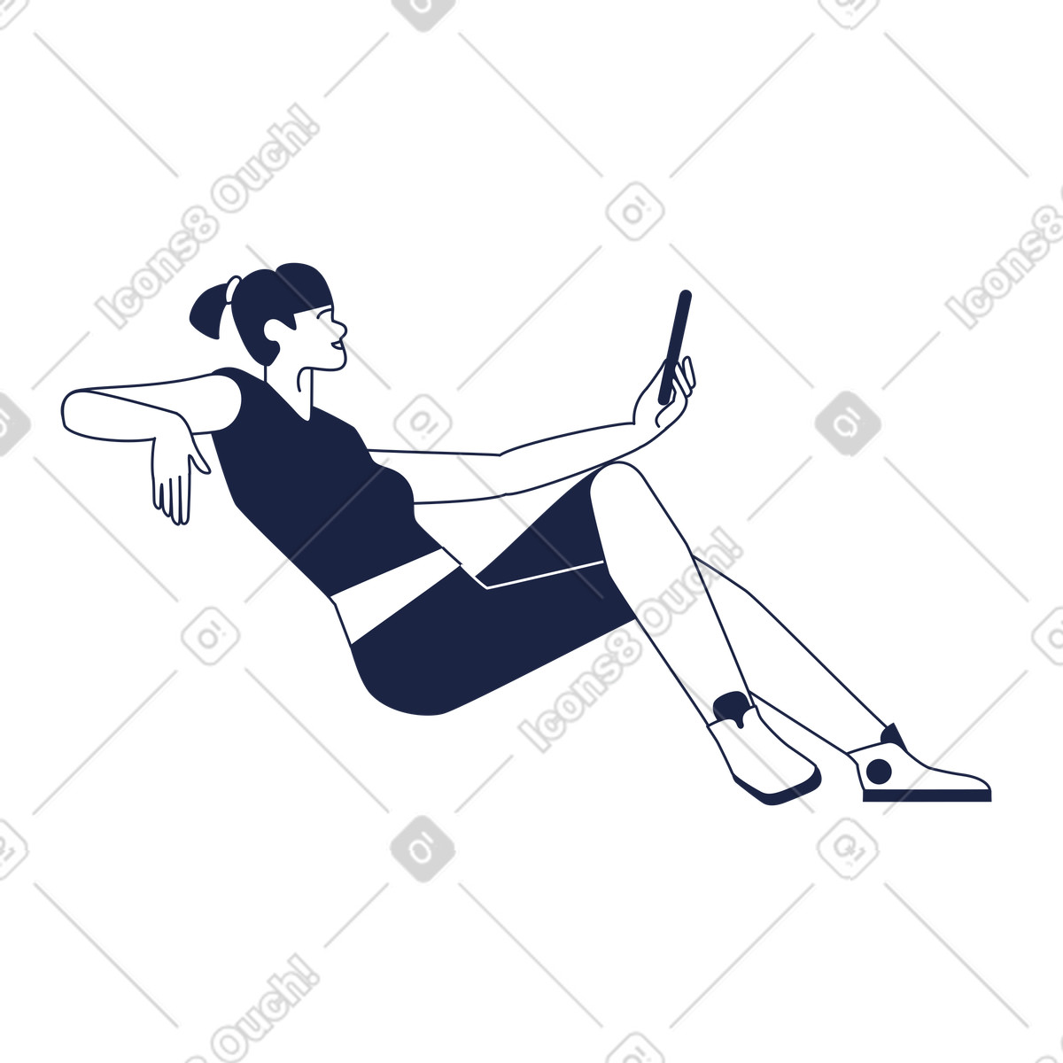 Urban Line スタイルの 女性はインターネットをサーフィンします のアニメーションイラストをGIF、Lottie (JSON)、AEでダウンロード