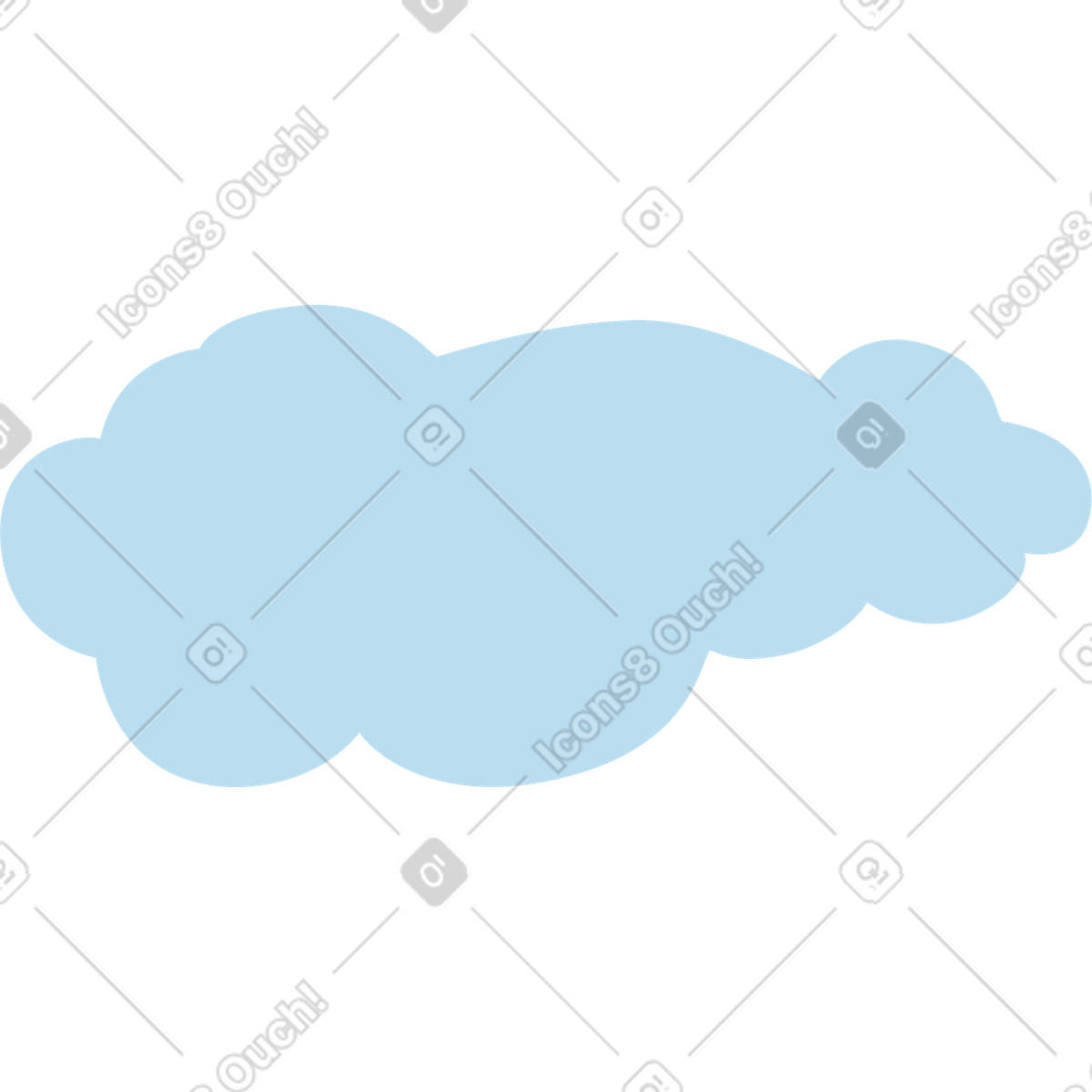 Big blue cloud illustration in Kiddo style download in PNG, SVG