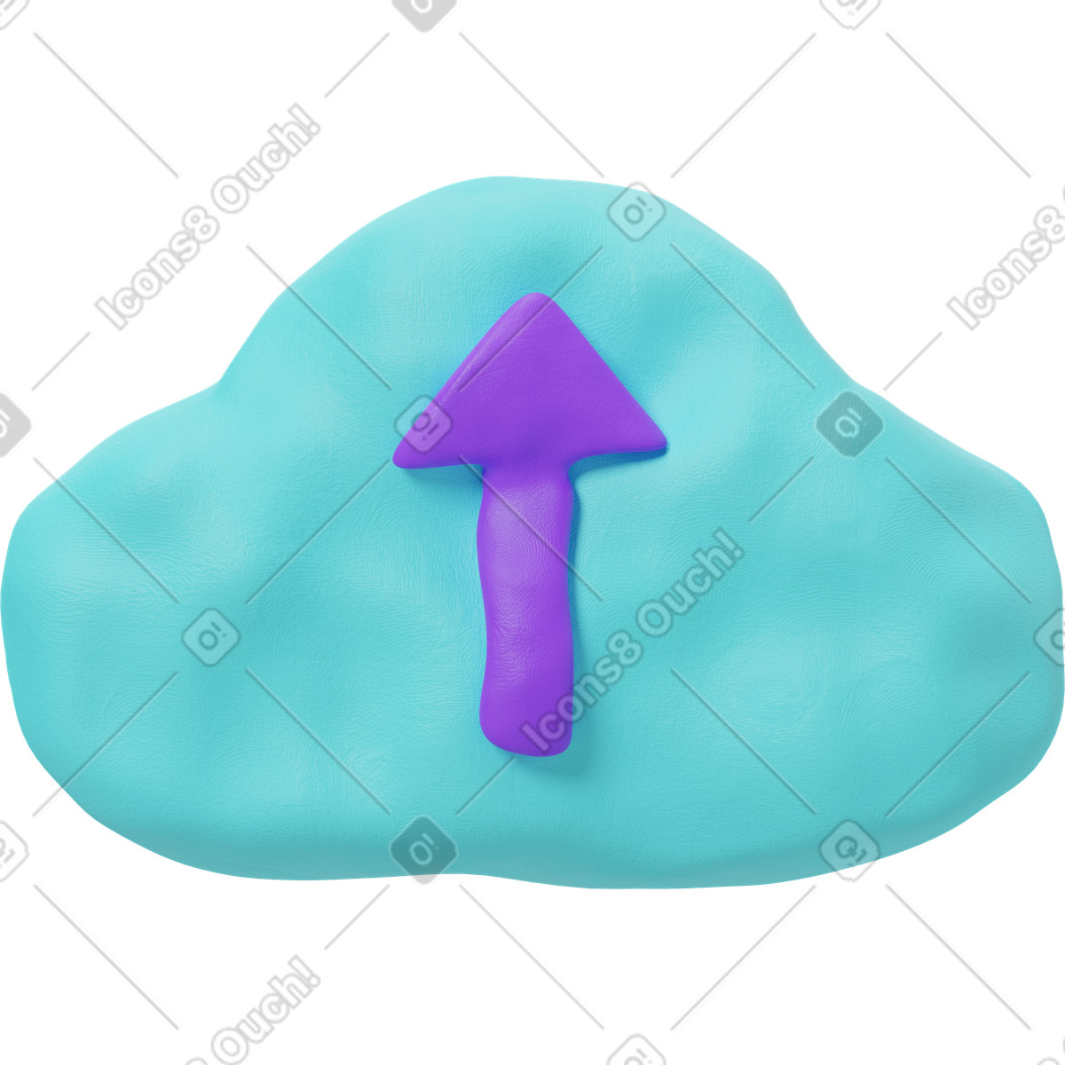 Ilustração de Carregar ícone nuvem em no estilo 3D Plastilina para baixar em PNG, SVG