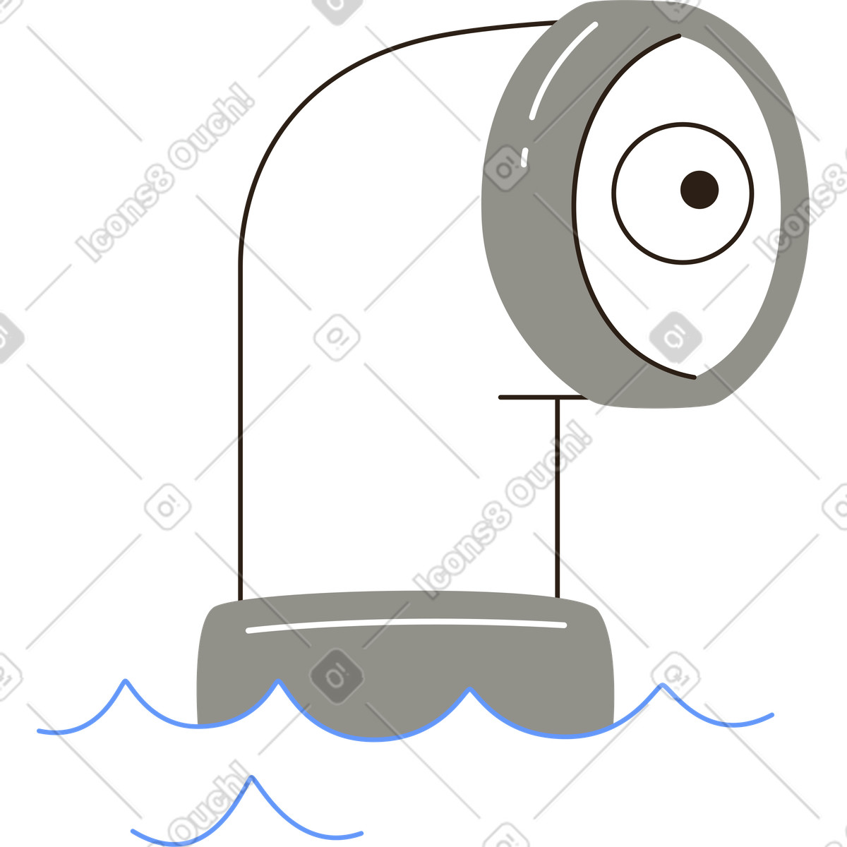 Spyglass with eye in water animated illustration Plain style download GIF, Lottie (JSON), AE