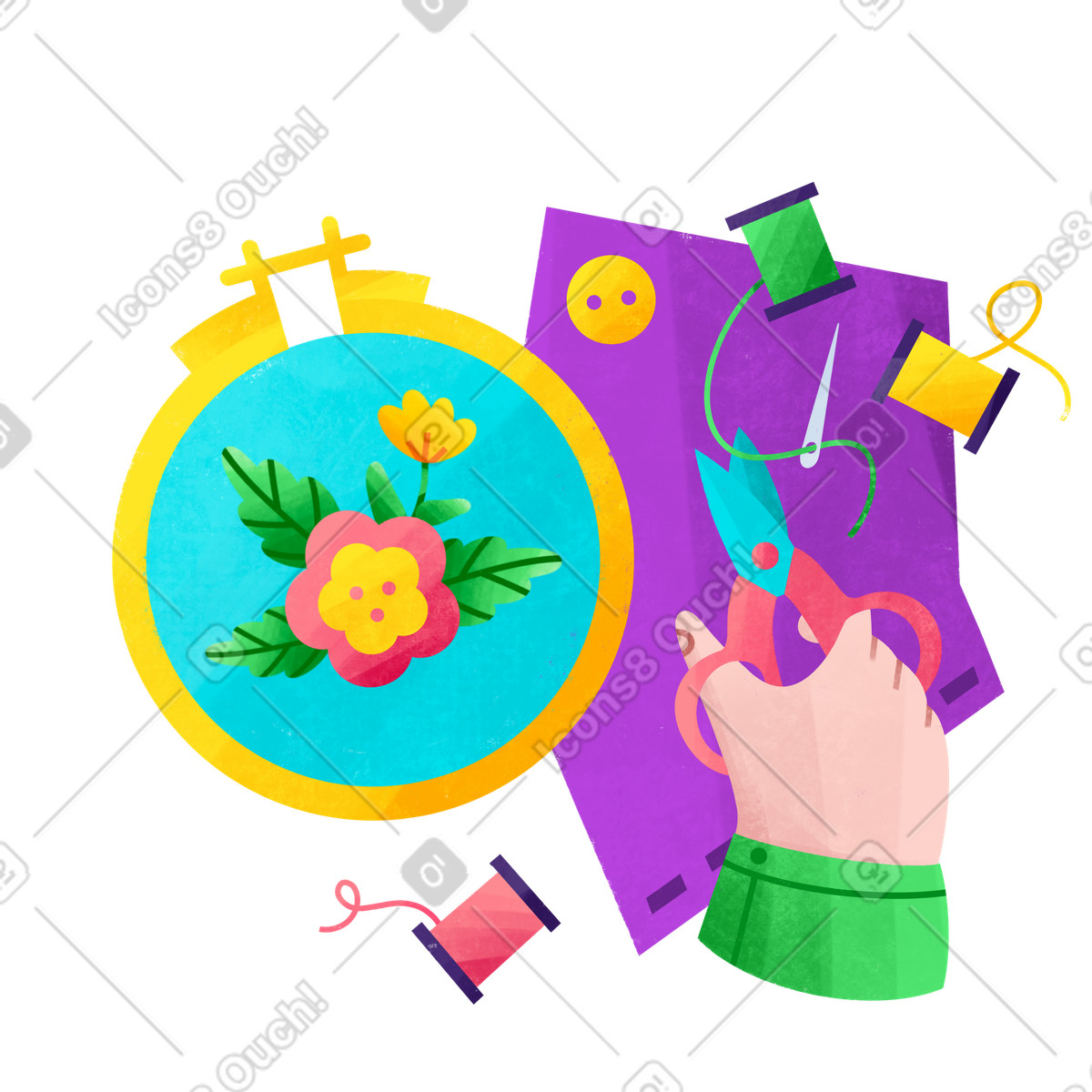 Ilustración Ornamento floral de punto cruz a mano en estilo Bonbon descargar en PNG y SVG