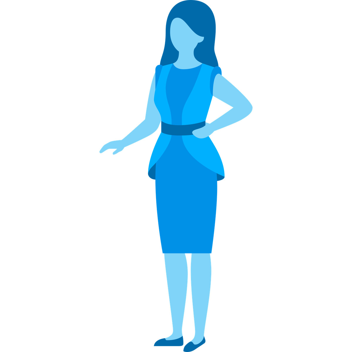 Fogg スタイルの Woman in blue tones のイラストをPNG、SVG形式でダウンロード