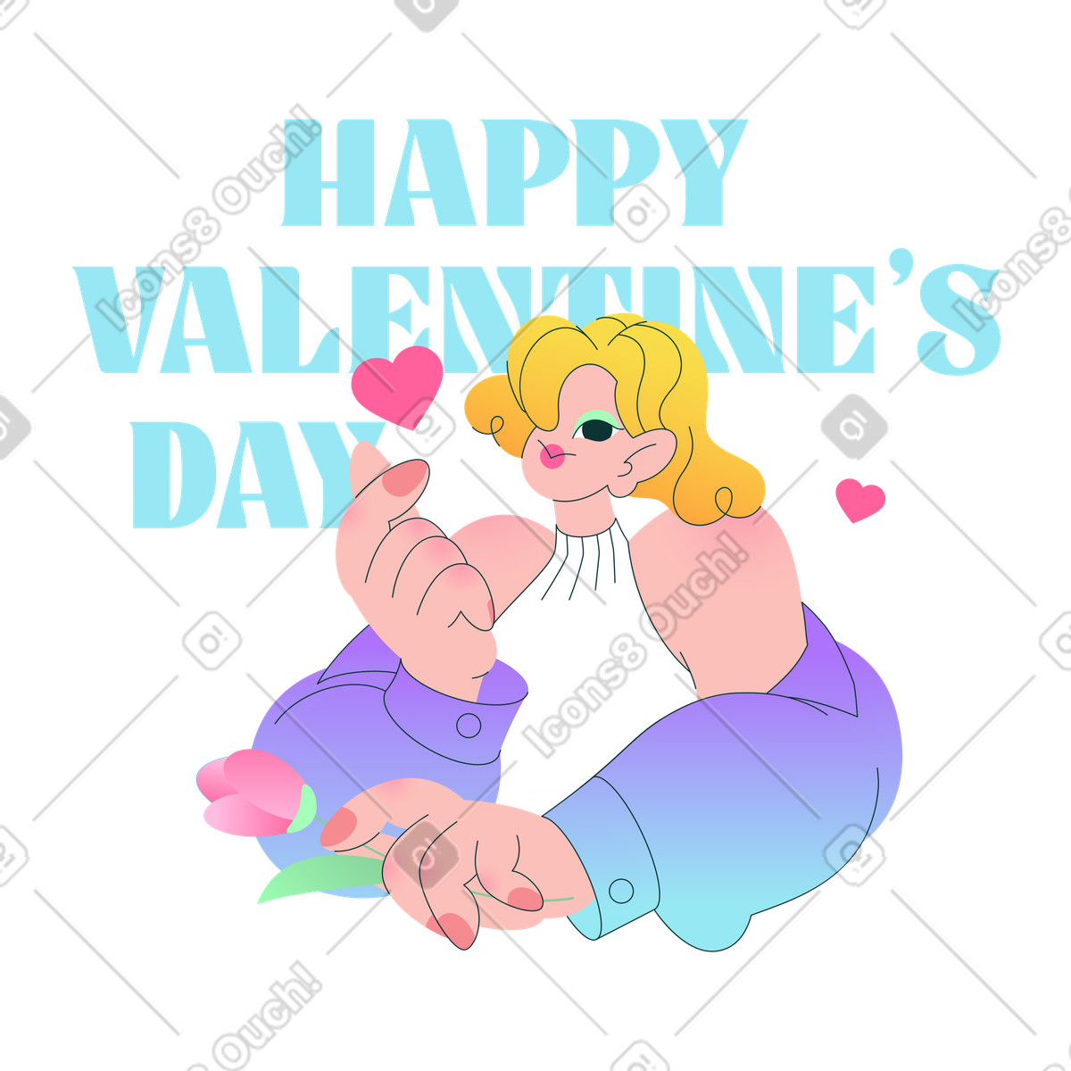 Valentine's Day greeting card, Romantic gesture or love celebration illustrazione in stile Florid scarica in PNG, SVG