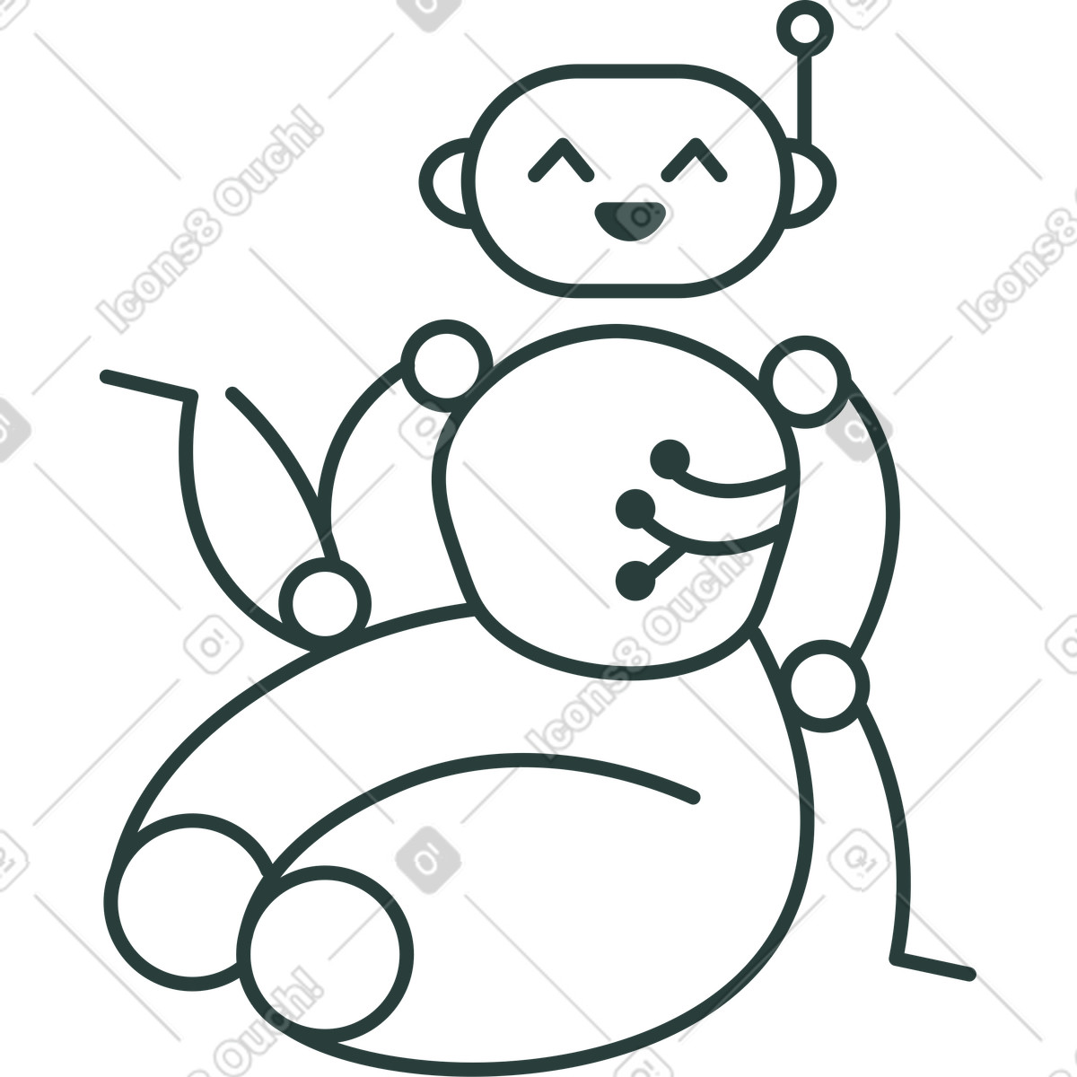 Robot illustration in Macaroni style download in PNG, SVG