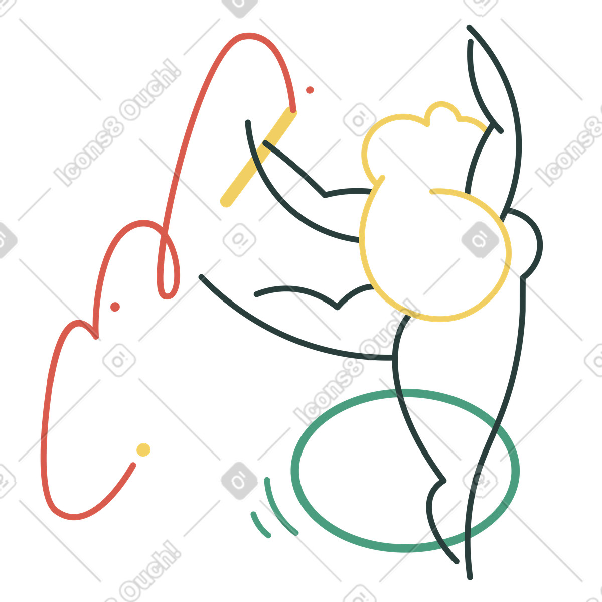 Rhythmic gymnast with ribbon, athletic performance or sports competition illustrazione in stile Macaroni scarica in PNG, SVG