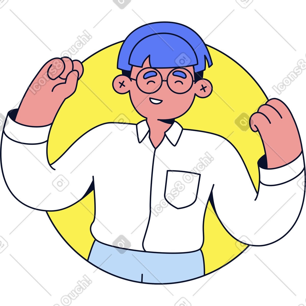 Ilustración Hombre feliz en circulo estilo Flexy a descargar PNG y SVG